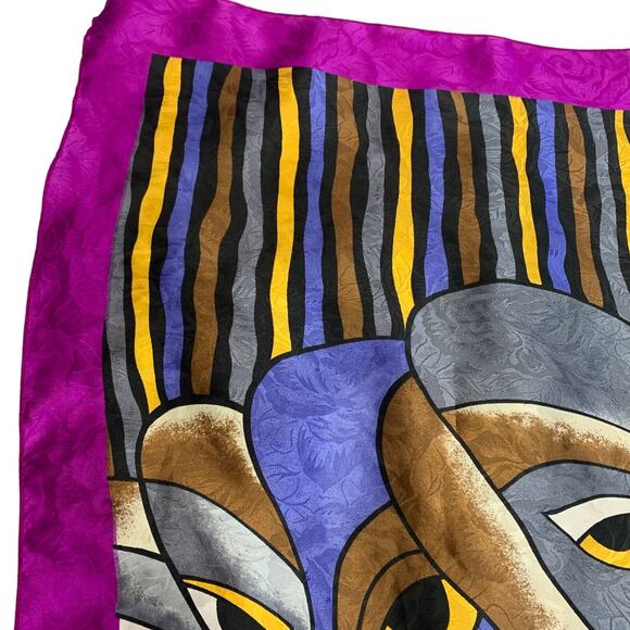 Silky Square Scarf Modern Print "Eyes"  34" - Picture 6 of 8